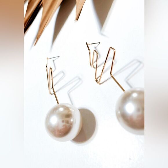 Pearl drop earrings S280 - Picture 3 of 4